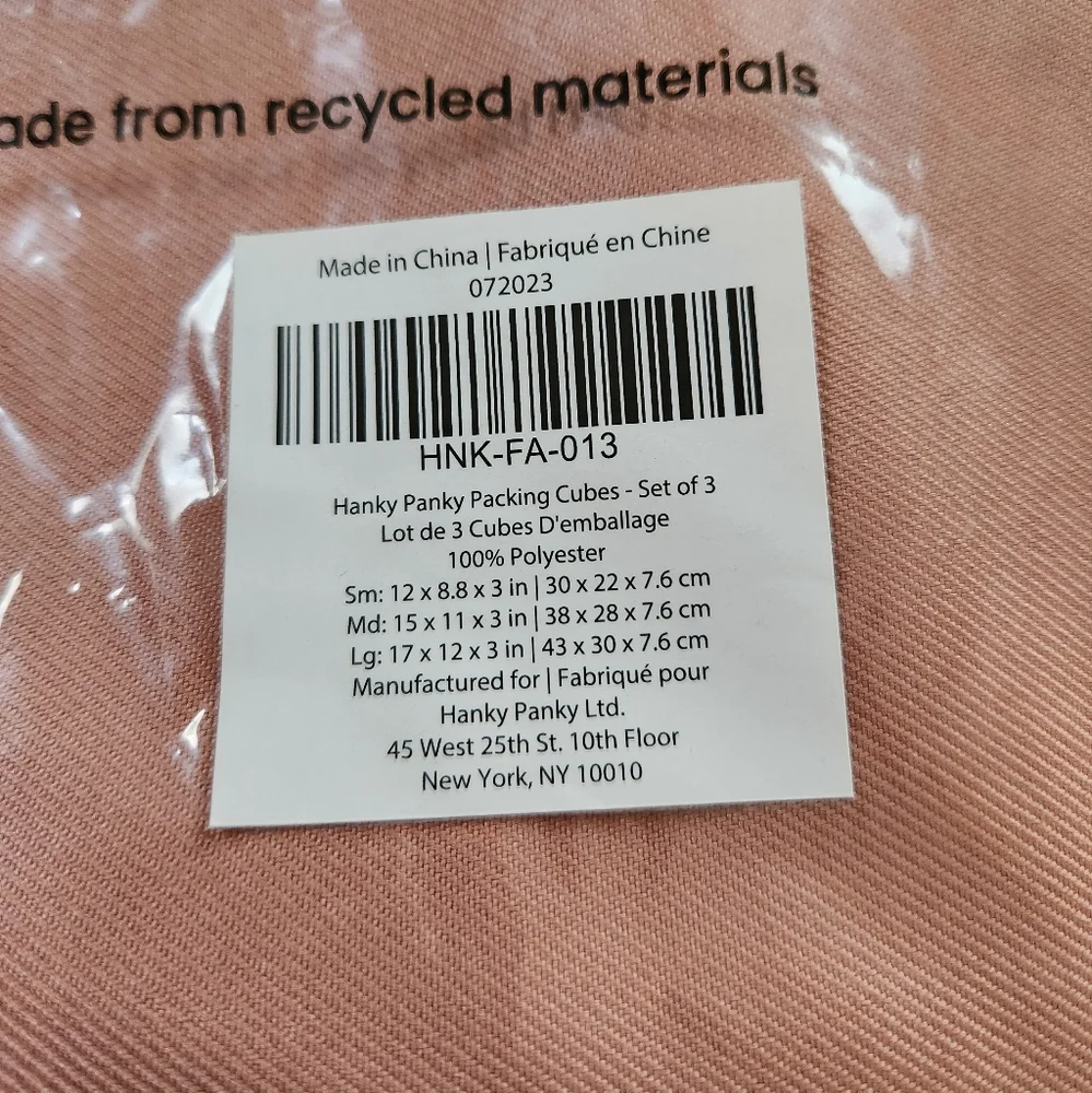 Hanky Panky Set of 3 Packing Cubes in Mauve **NEW